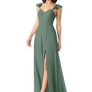 Azazie Everett Bridesmaid Dress (Chiffon, Size A6, Color Eucalyptus)